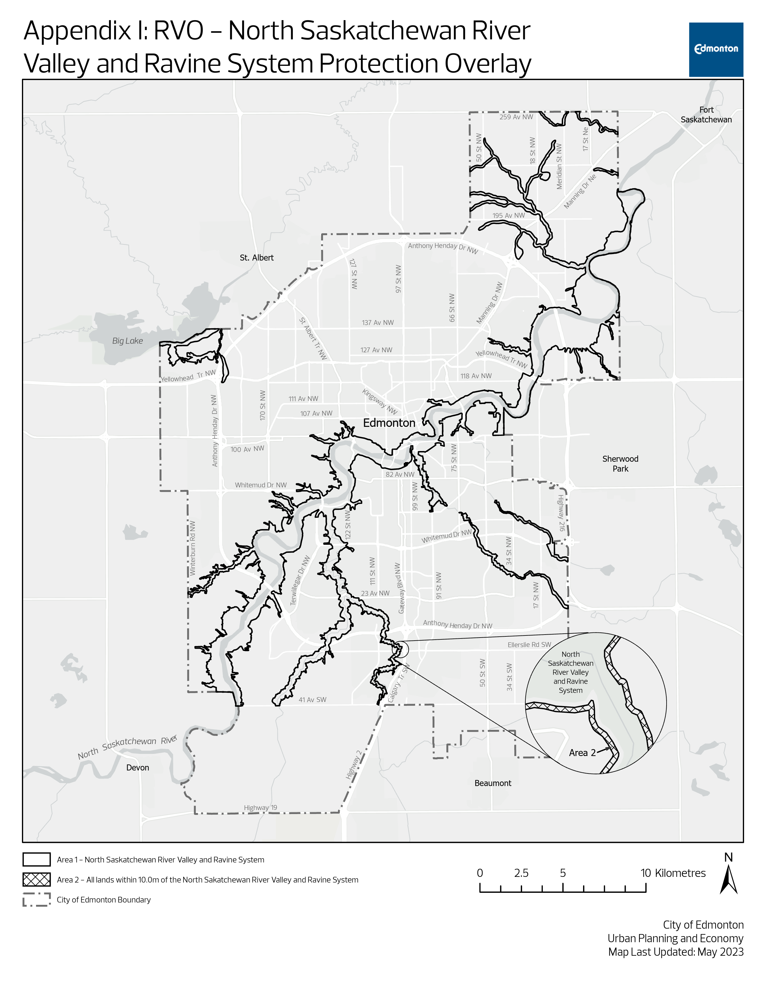 North Saskatchewan River Valley and Ravine System Protection Overlay map