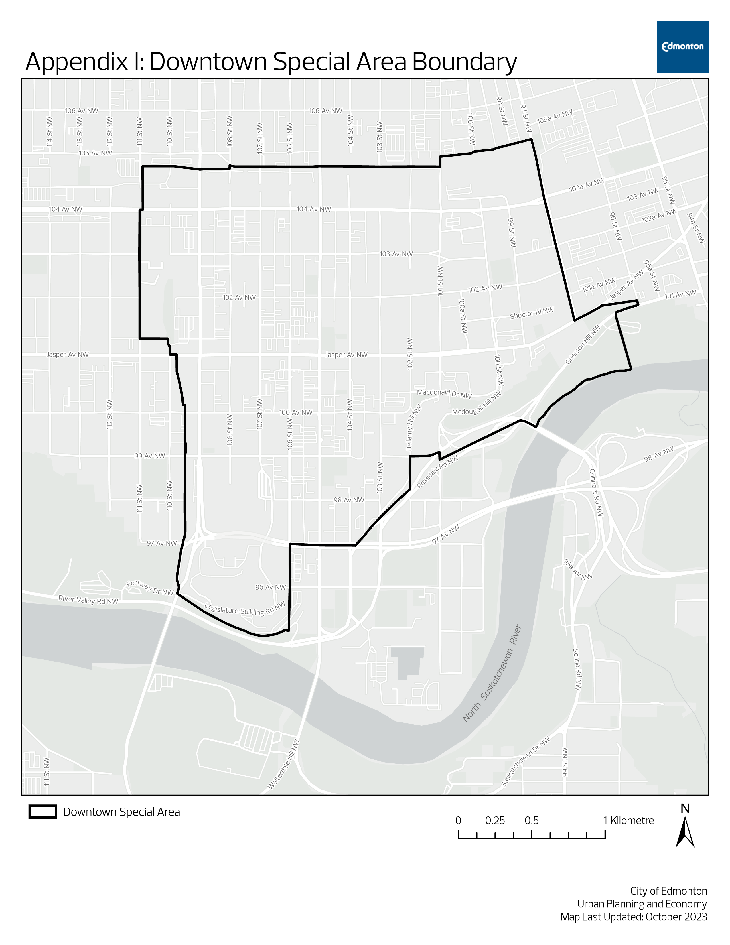 Downtown Special Area boundary map