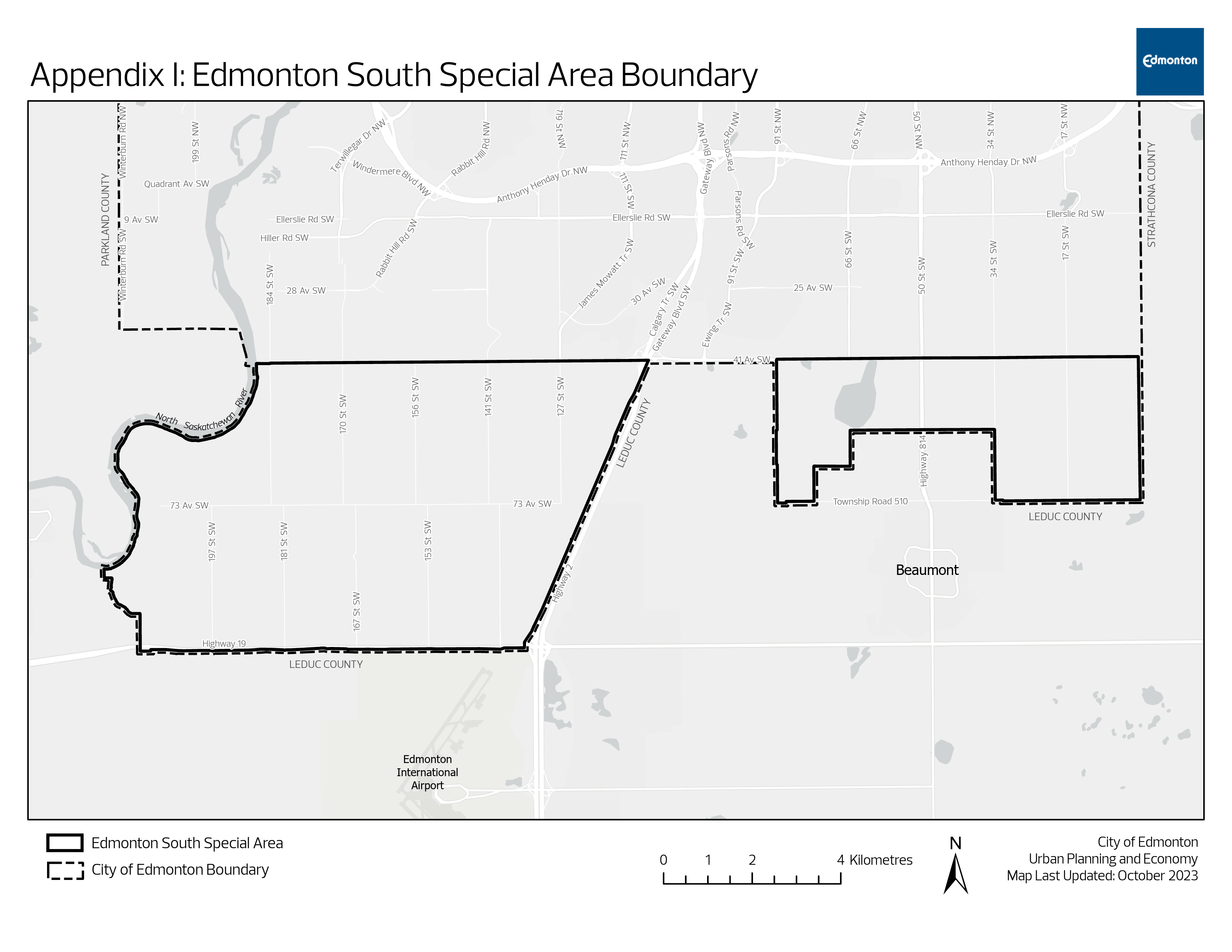 Edmonton South Special Area boundary map