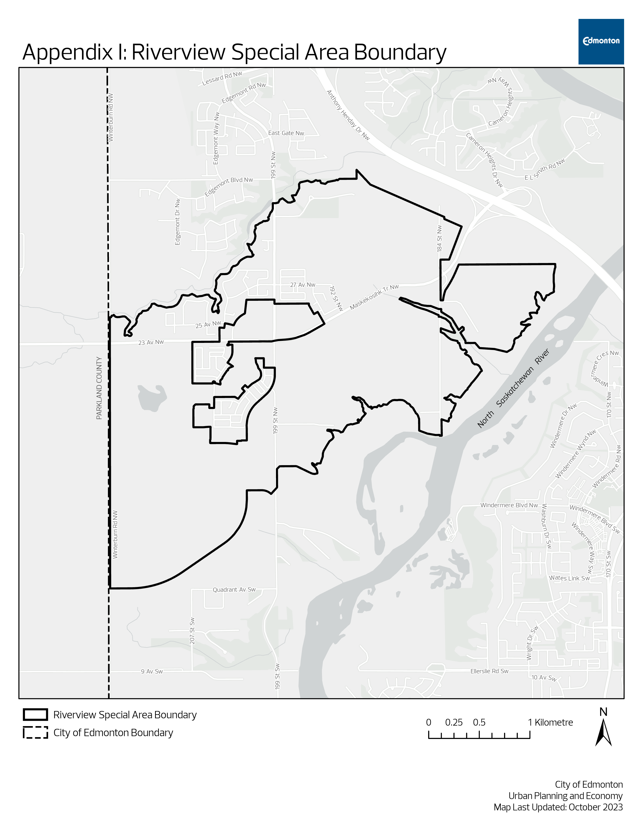 Riverview Special Area boundary map