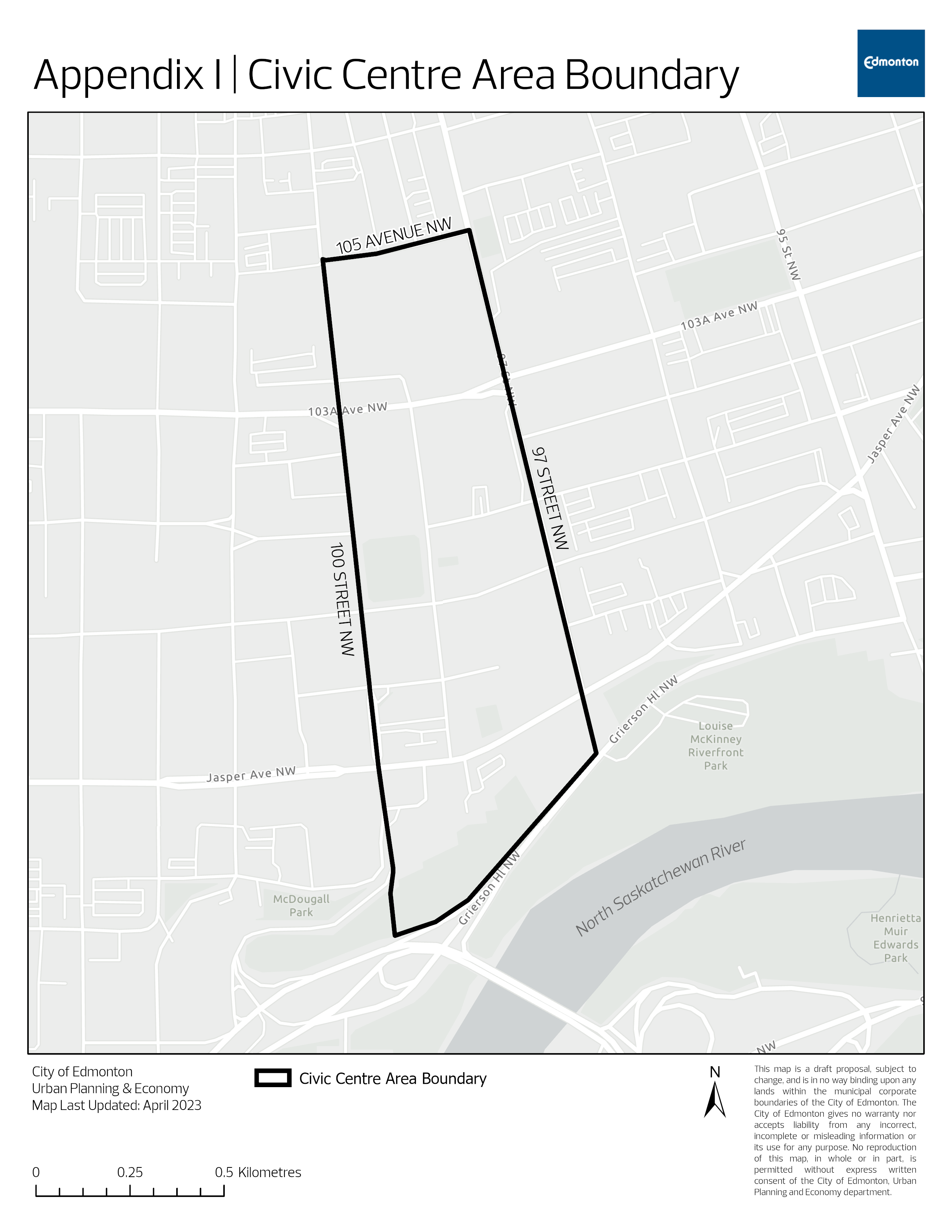 Civic Centre Area boundary map
